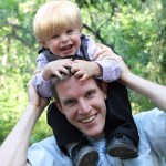 nephi on daddy's shoulders